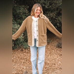 Jay- Light Beige, Cozy Tan Button-Up Women's Jacket